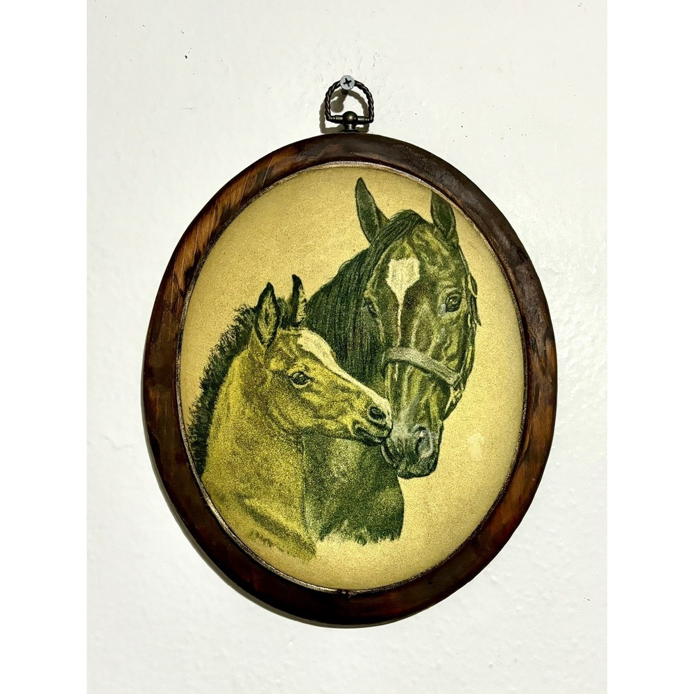 vintage mid-century Oval wall horse plaque decor